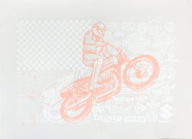 2025 Contemporary Quebec Silkscreen Poster, Motorcycle (Pink)